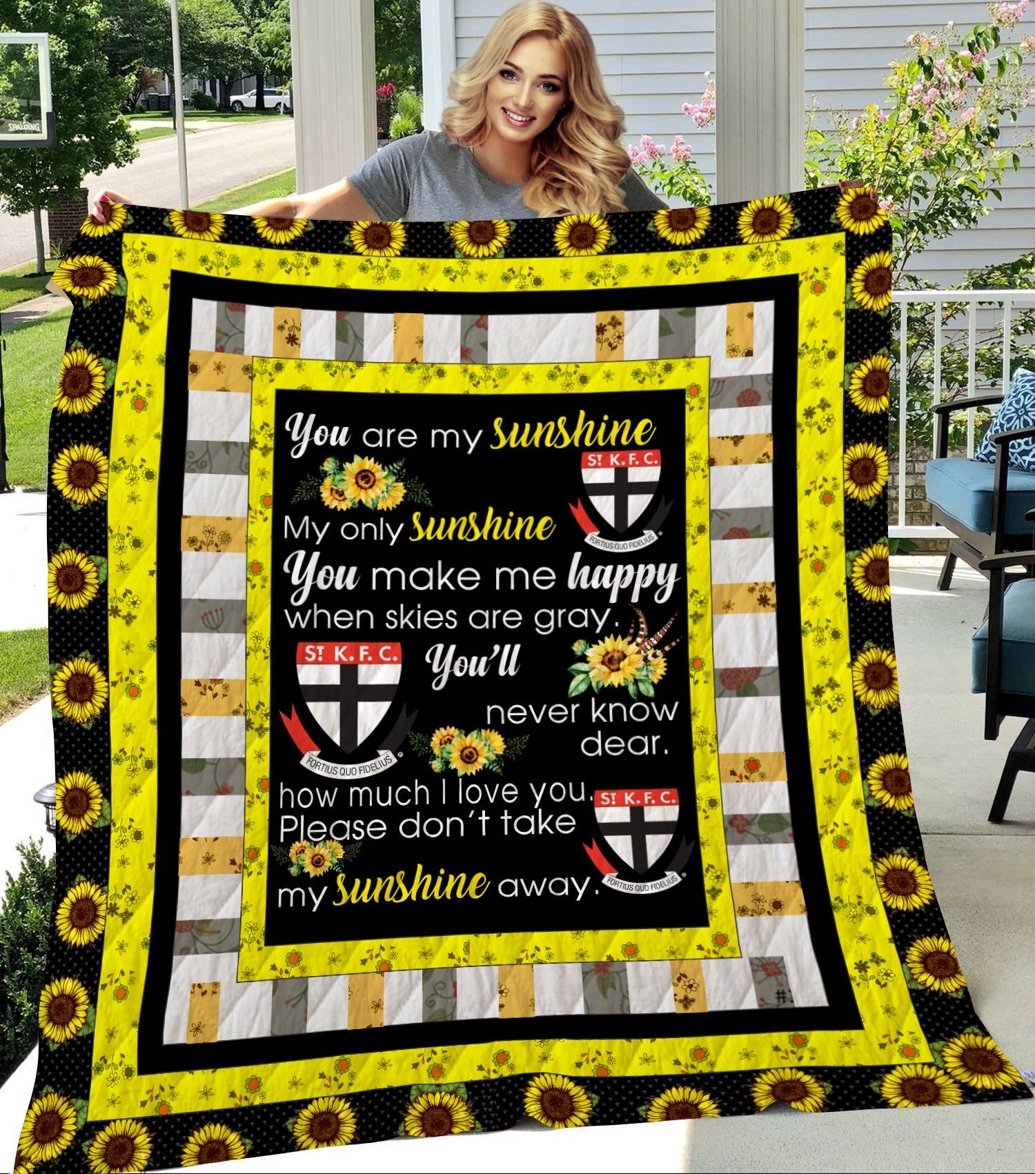 HOQT22 Sunshine St Kilda Football Quilt Blanket