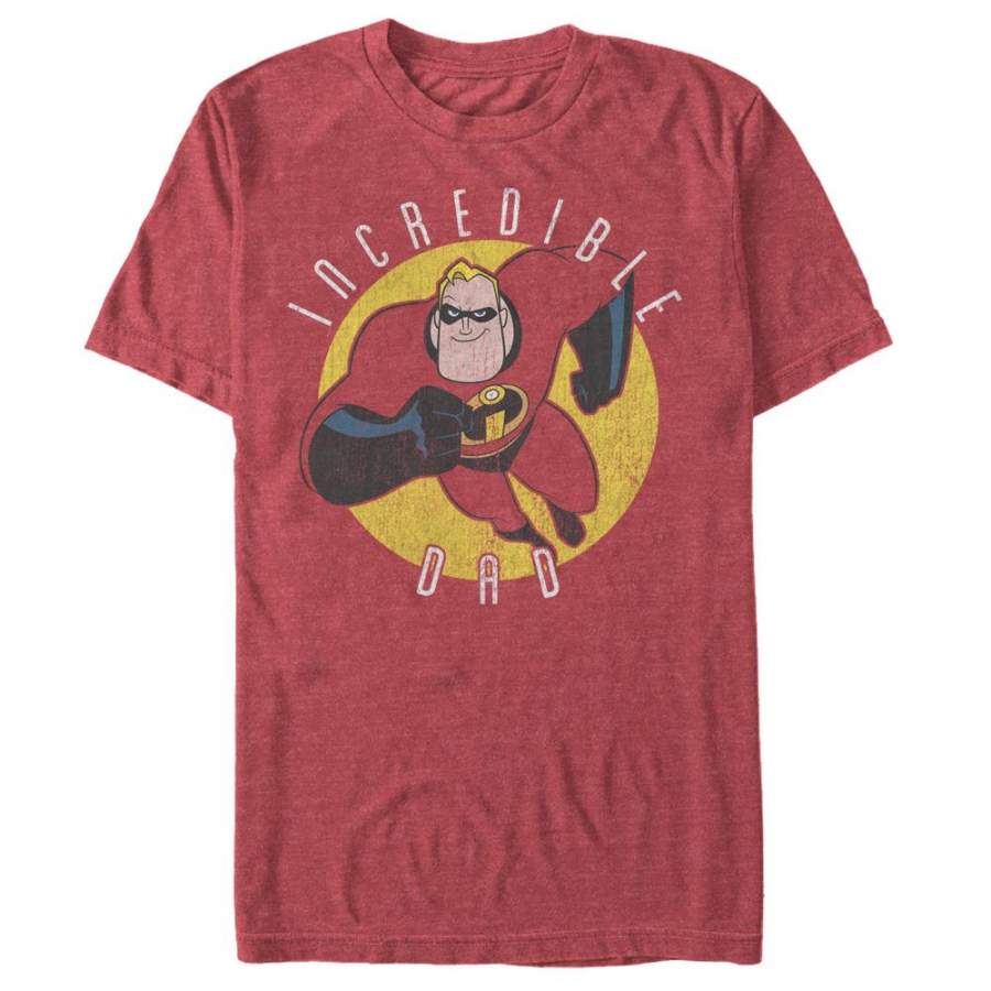 The Incredibles Men’s Incredible Dad  T Shirt Red Heather