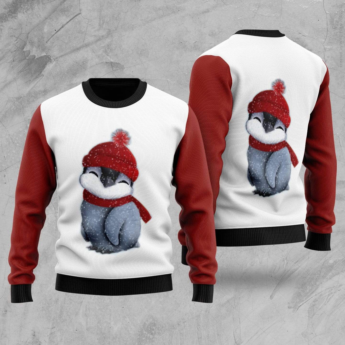 Baby Penguin Christmas Merry & Bright Sweater #V