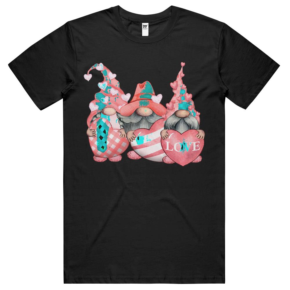 Happy Valentines Day Tomte Three Pink Hearts Garden Gnomes T Shirts