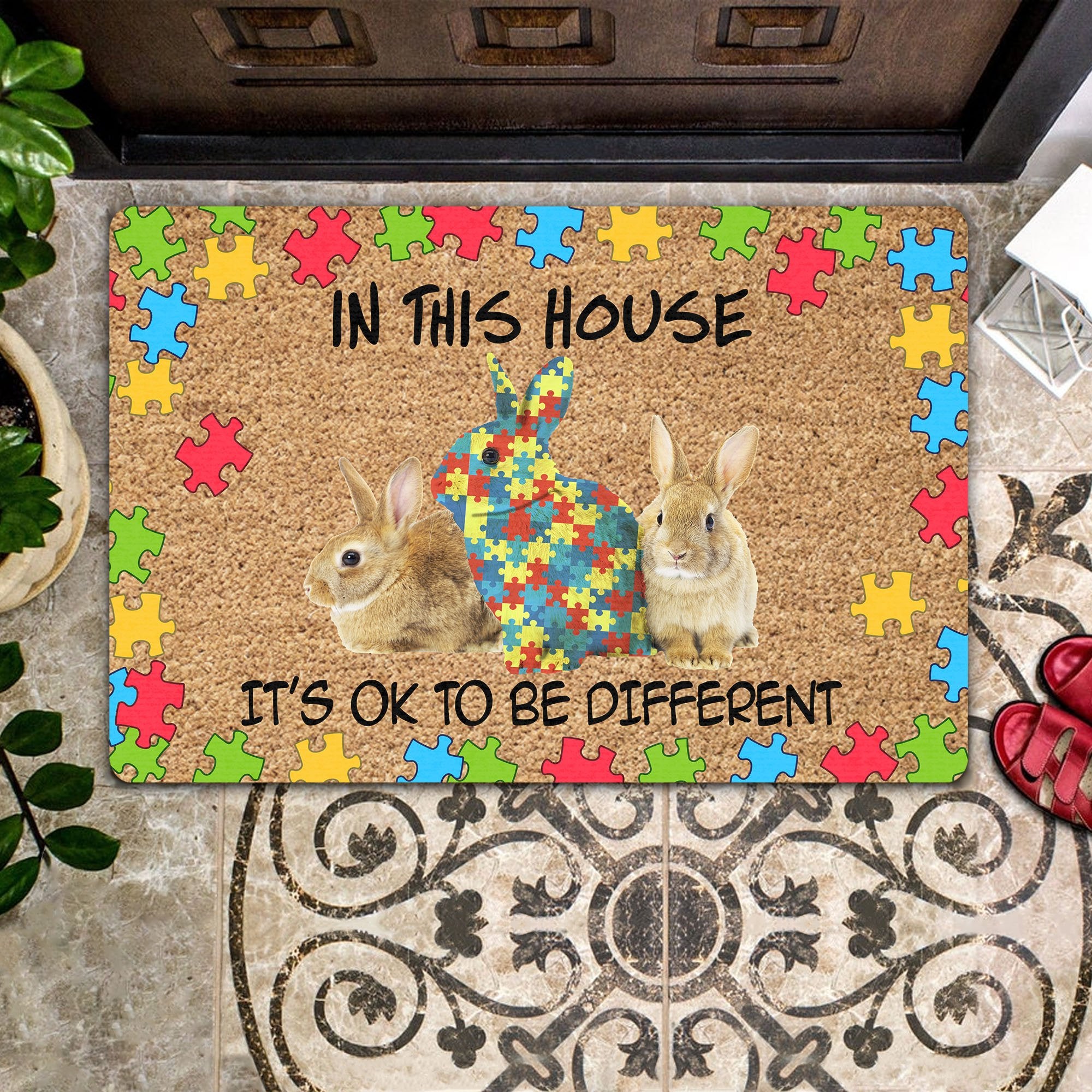 Rabbit – In This House All Over Printing Doormat