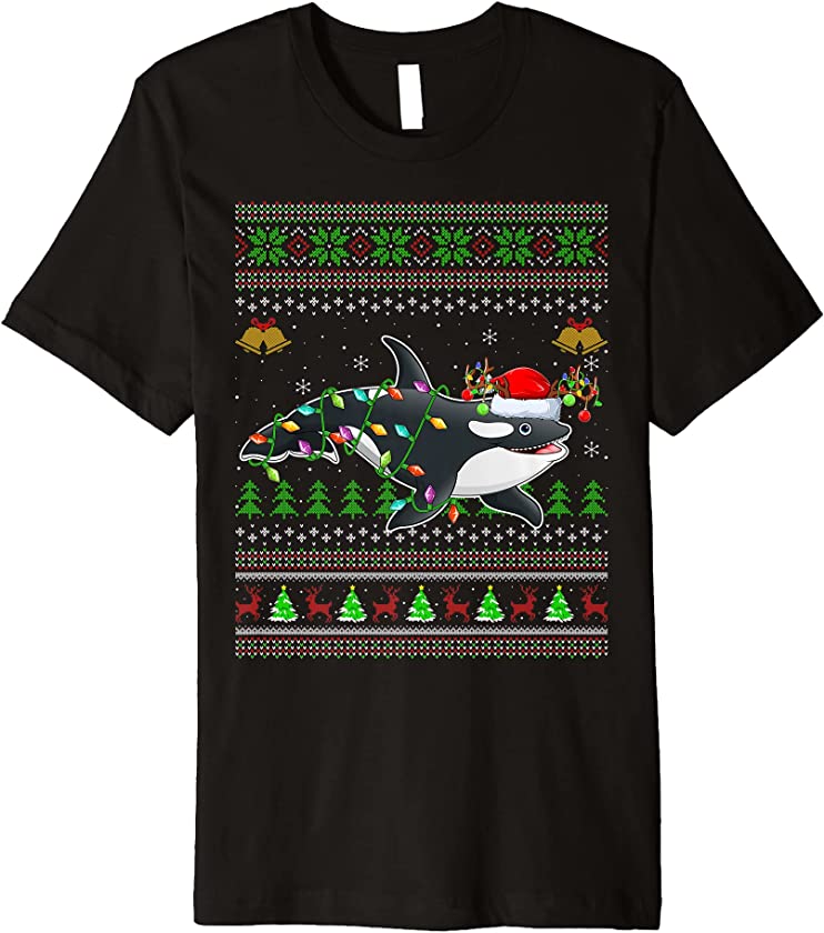 Killer Whale Lover Xmas Santa Killer Whale Ugly Christmas Premium T-Shirt