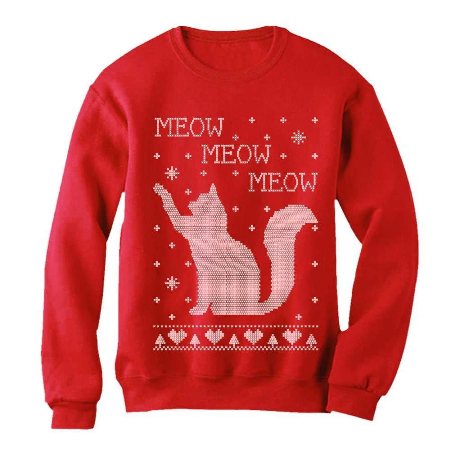 Xmas Apparel – Ugly Christmas Sweater Cat Meow Purr Women Sweatshirt