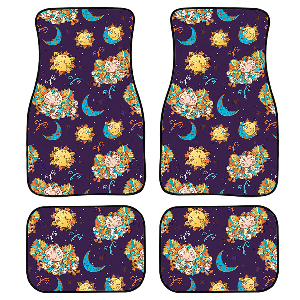 Cute Cartoon Aries Pattern Print Front And Back Car Floor Mats, Front Car Mat