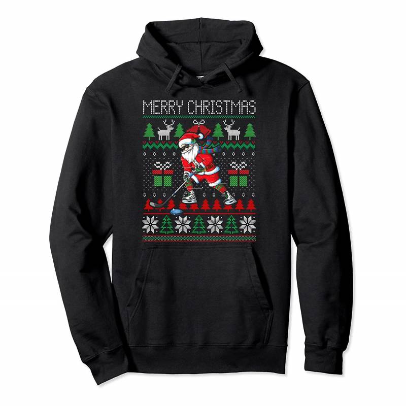 Ugly Christmas Hockey Santa Xmas Gift for Men Pullover Hoodie, T Shirt, Sweatshirt