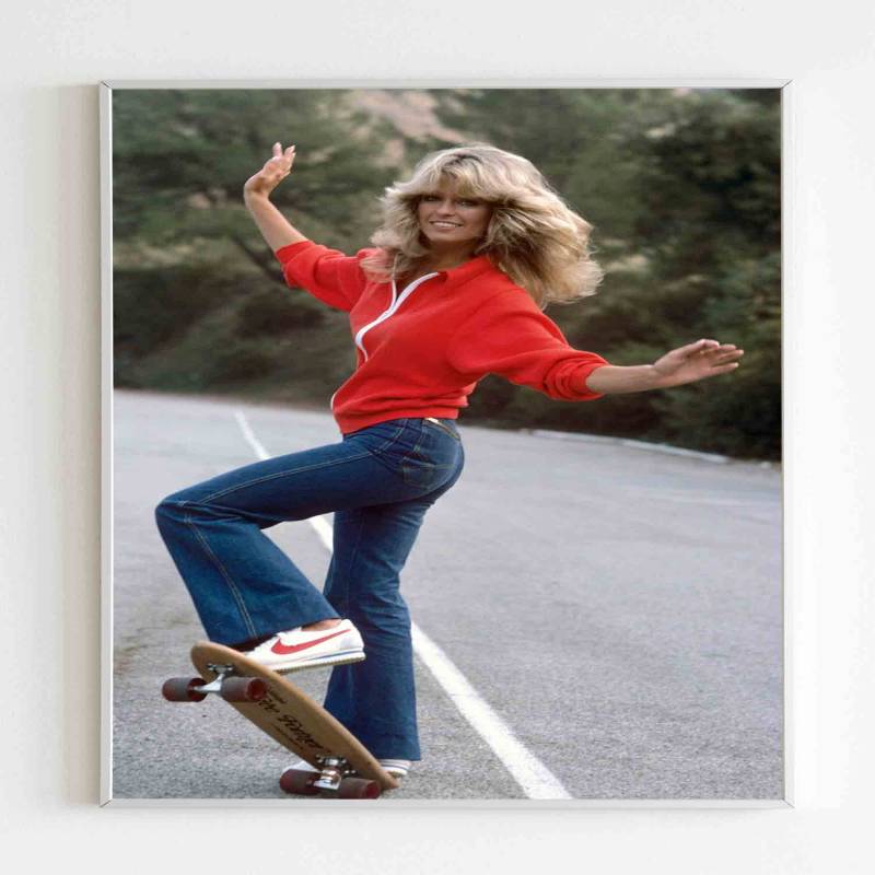 Farrah Fawcett Skateboarding Poster - Poster Art Design