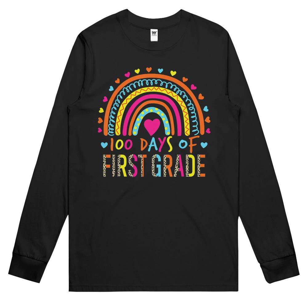 100 Days Of First Grade Leopard Rainbow 100Th Day Of School Long Sleeve T Shirts