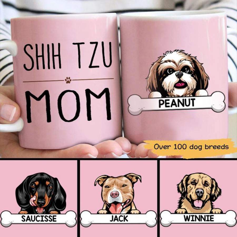 Peeking Dog Mom AOP Personalized Mug