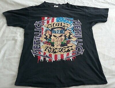 Vintage Guns N Roses Metallica T Shirt   1992 Tour Dates 7794