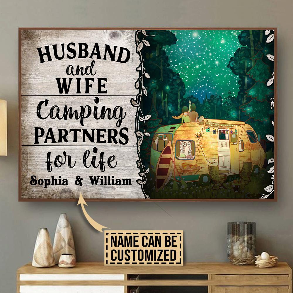 Aeticon Gifts Personalized Camping Camper Partners For Life Canvas Mom Dad Gift Home Decor