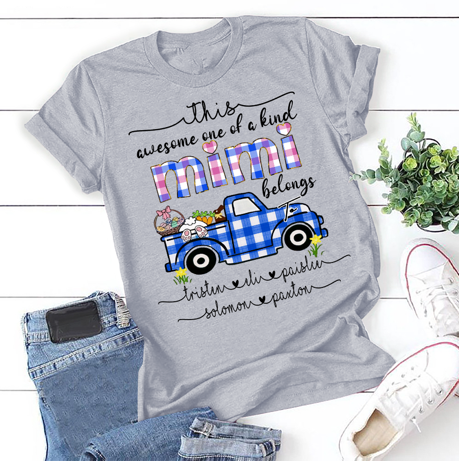 Apayprint – This Grandma Belong To Bunny Truck, Grandkid’s name | Personalized T-Shirt, S – 5XL, White Grey Pink Blue Black