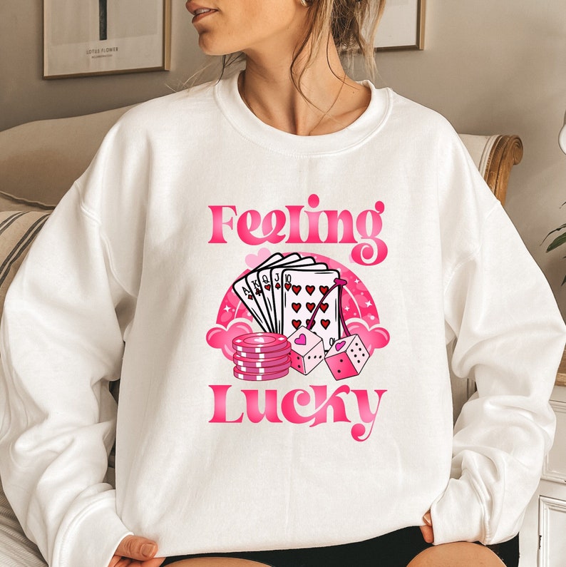 Feeling Lucky Gambling Sweatshirt, Gambling Valentine Sweater, Valentine’s Day Sweater, Couple Sweat, Cupid Sweater, Couple Gift Sweat