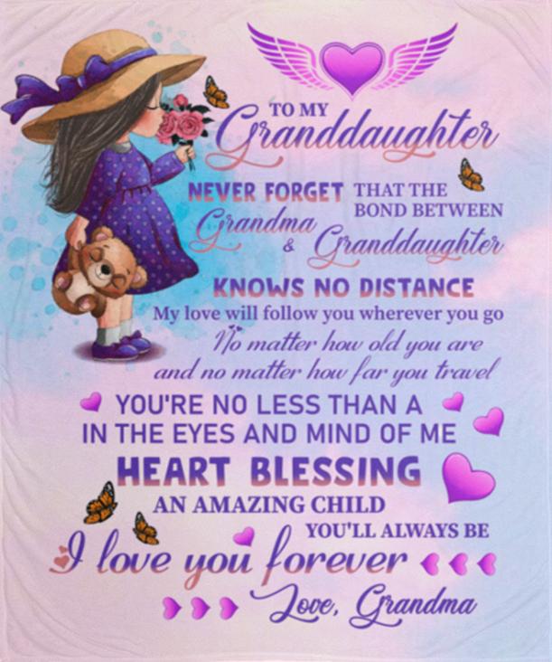 To My Granddaughter Fleece Blanket, Personalized Birthday Gift For Granddaughter From Grandma Blanket, Little Pink Girl Blanket