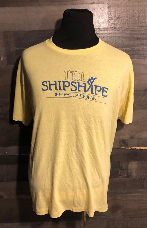 Vintage 90S I Shipshape Royal Caribbean Cruise Ships 1990S Yellow Shirt Vintage Beach Summer Shirt