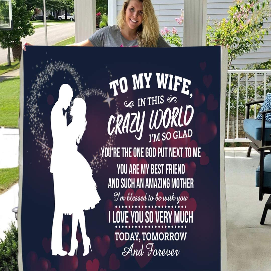 To my wife today tomorrow and forever love you personalized custom 3d custom fleece photo blanket fan gift