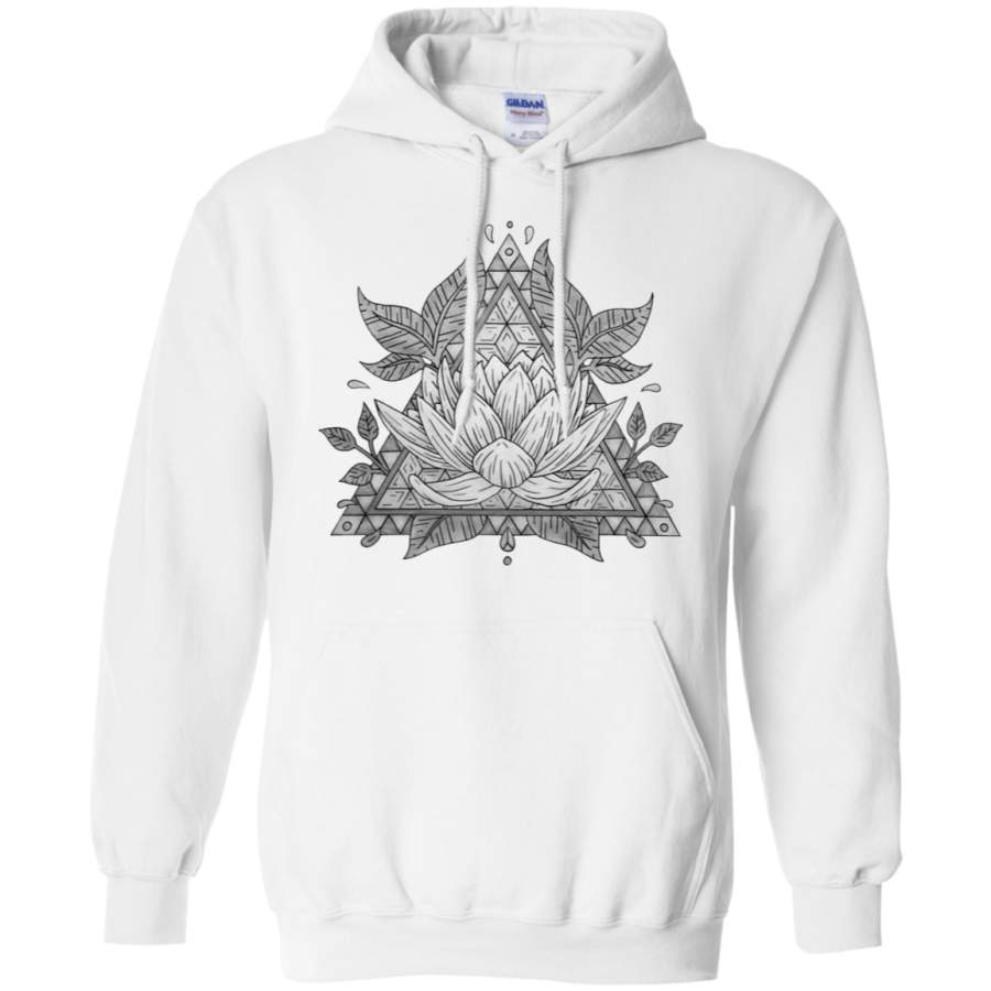 AGR Grey Lotus Flower Geometric Design Gildan Pullover Hoodie