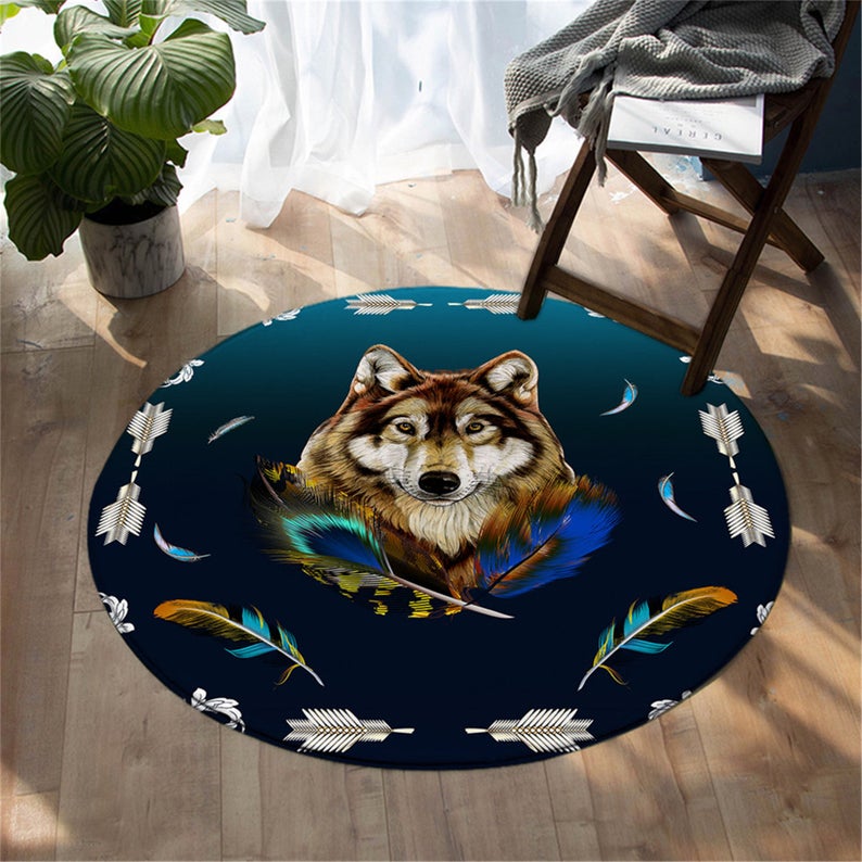 Round Carpets Colorful Bedroom Area Rug Wild Animal Floor Mat Tribal Rug For Living Room