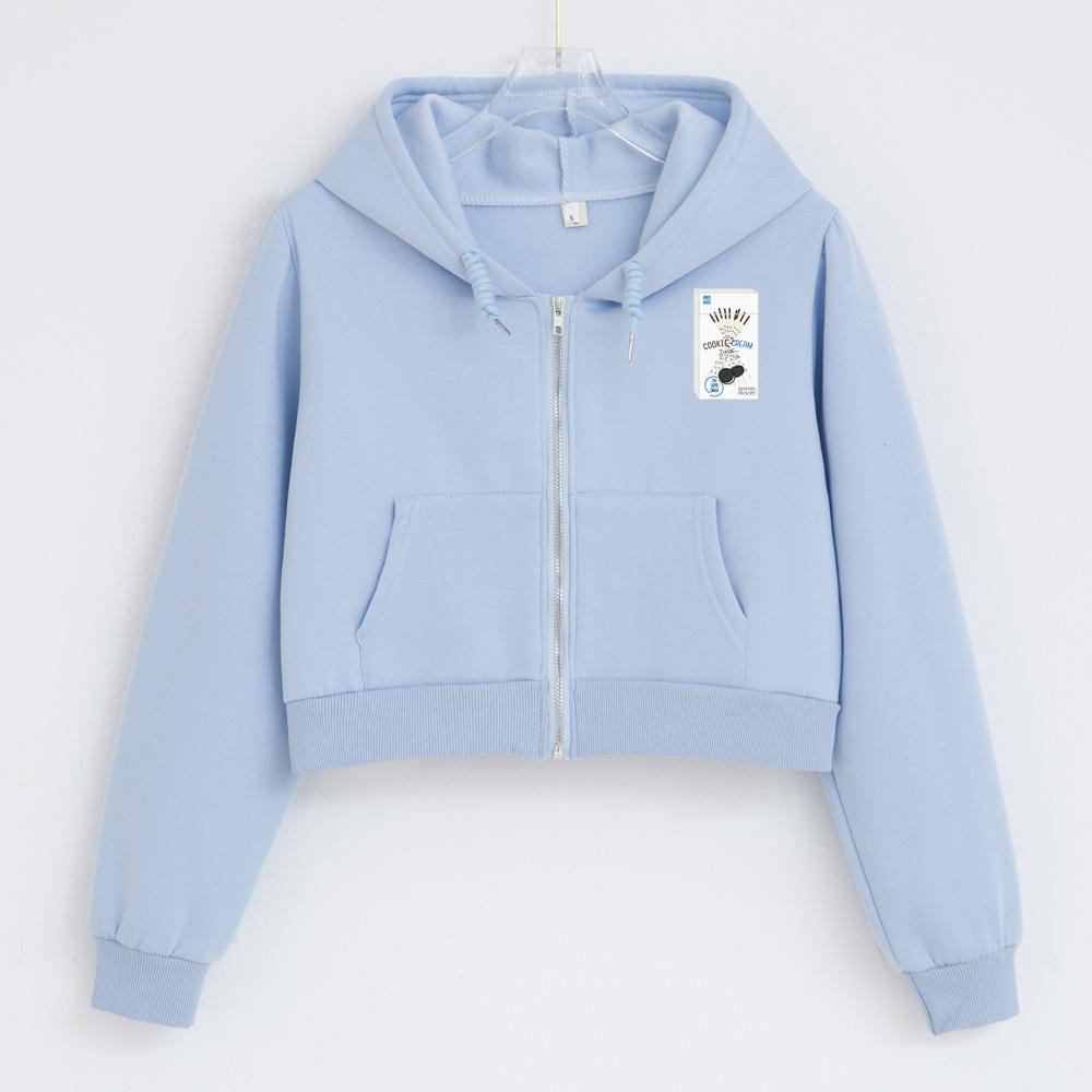 Cookies And Cream Sticks Box Cropped Zip Up Soft Hoodies