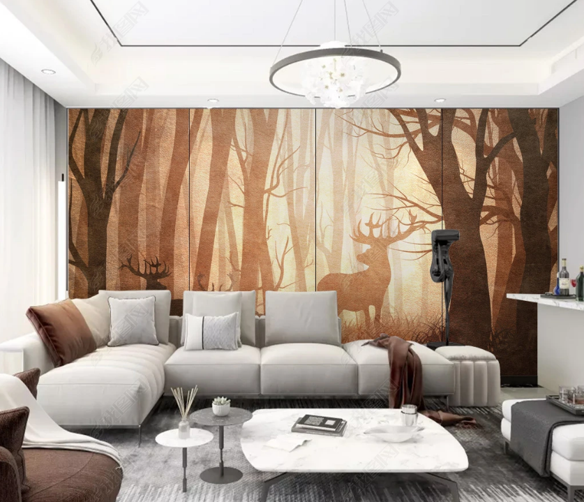 3D Hand Drawn Forest Animal Elk Wall Mural Wallpaper Lqh 419