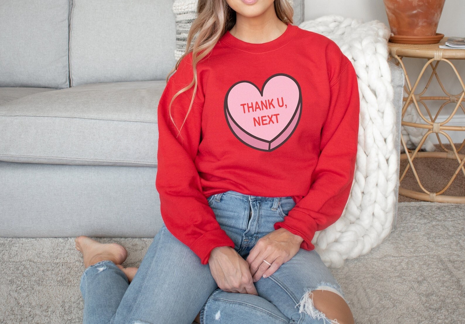 Thank you, next Red Sweatshirt, Love sweatshirt, Breakup Break up gift, womens valentines day sweatshirt – xoxo – Single awareness Day