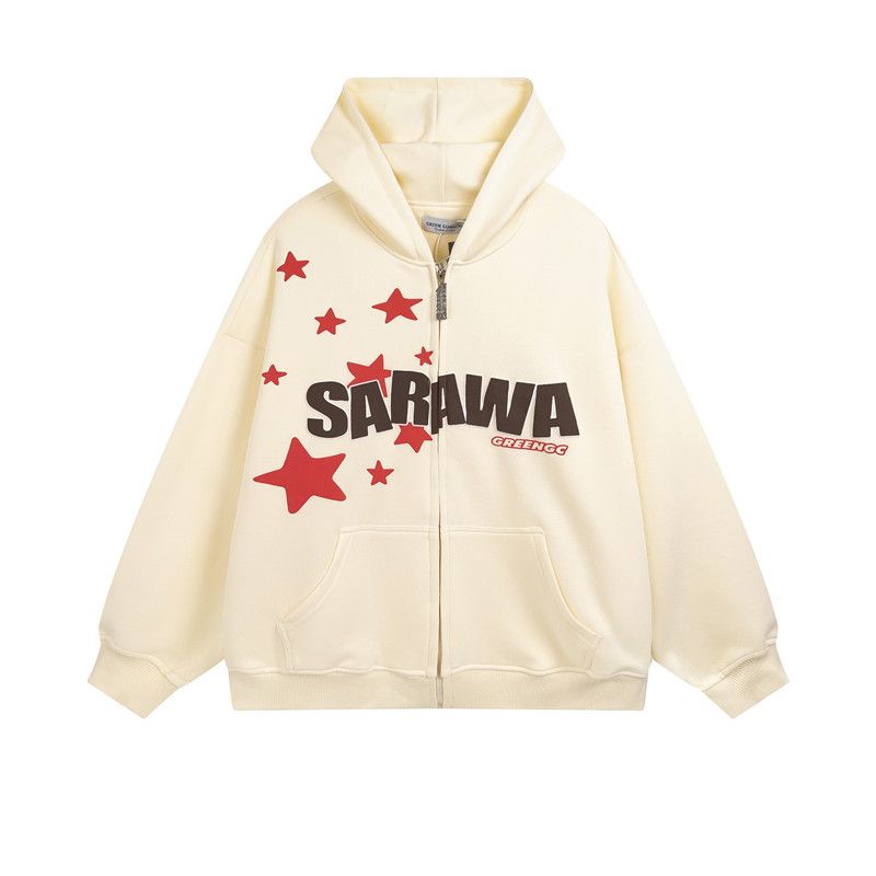 American star letter print hoodie women autumn new trend loose retro couple cardigan jacket college style Harajuku casual hoodie alx