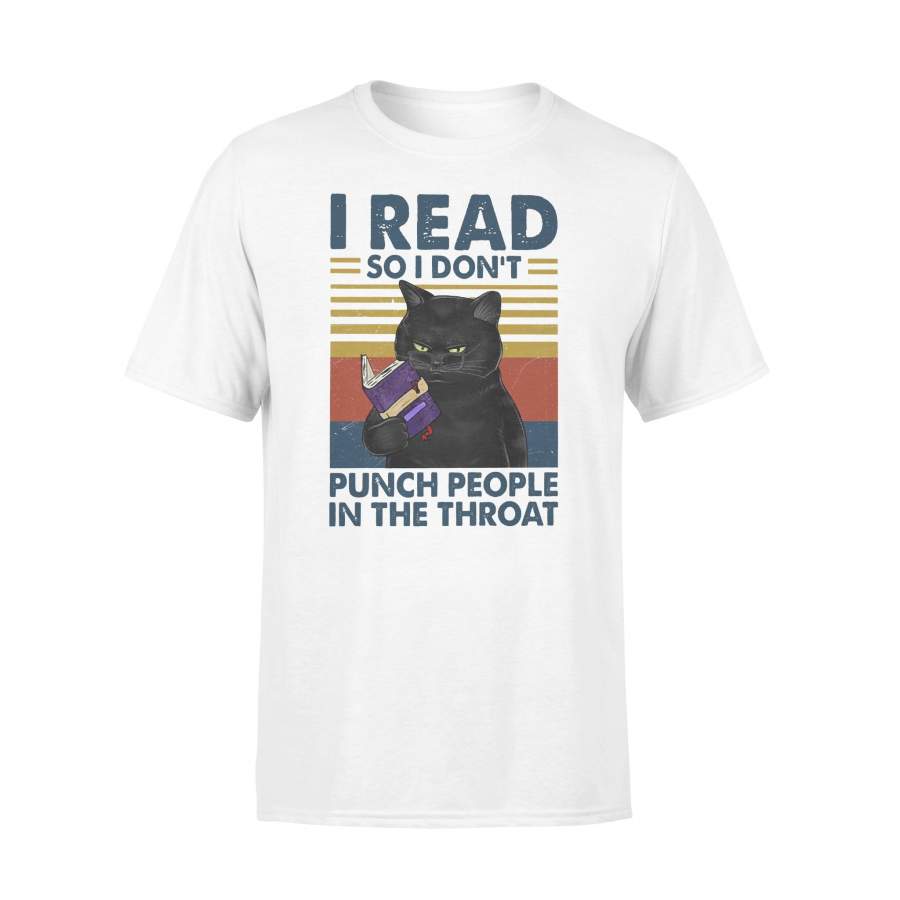 Black Cat I Read So I Don’t Punch People In The Throat Vintage T-shirt