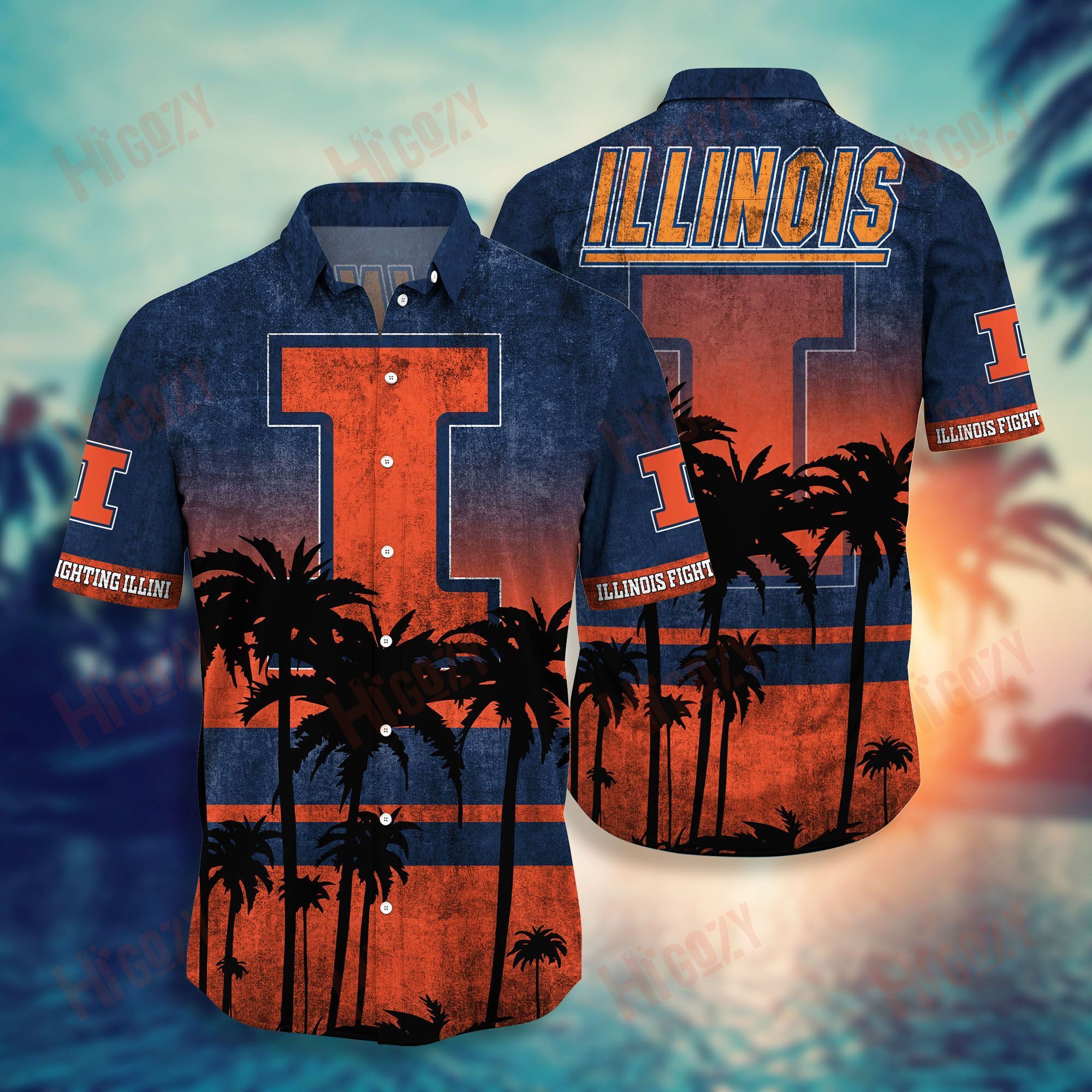 Illinois Fighting Illini Hawaiian Shirt Short Style Hot Trending Summer Ha57544