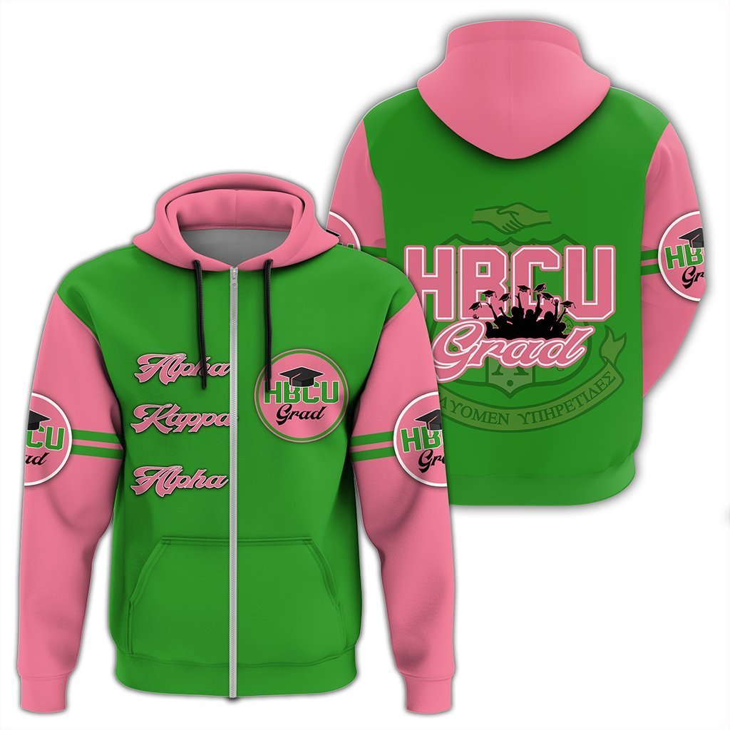 Greek Life Hoodie – Alpha Kappa Alpha Hbcu Grad Zip Hoodie