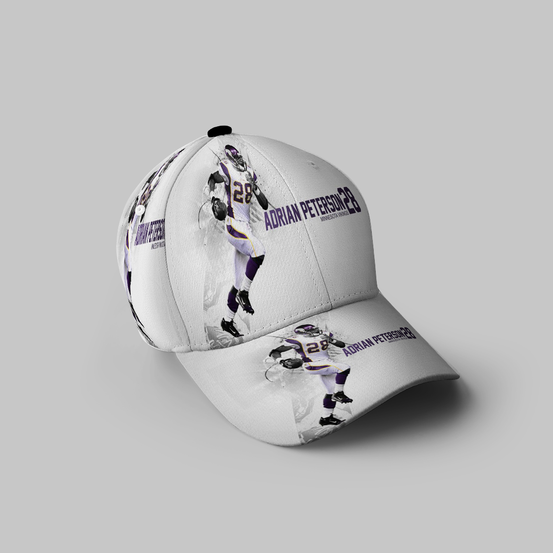 Minnesota Vikings Adrian Peterson 28 V2 3D Printing Baseball Cap Classic Hat