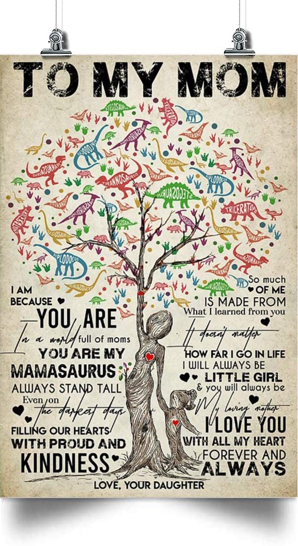 Tree Poster – Daughter to MOM – I Love You – Poster for mom, Gift for mom, Home and Room Decor, Gift for mom from Daughter