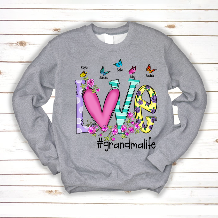 Love Grandma Flower Butterfly Sweatshirt