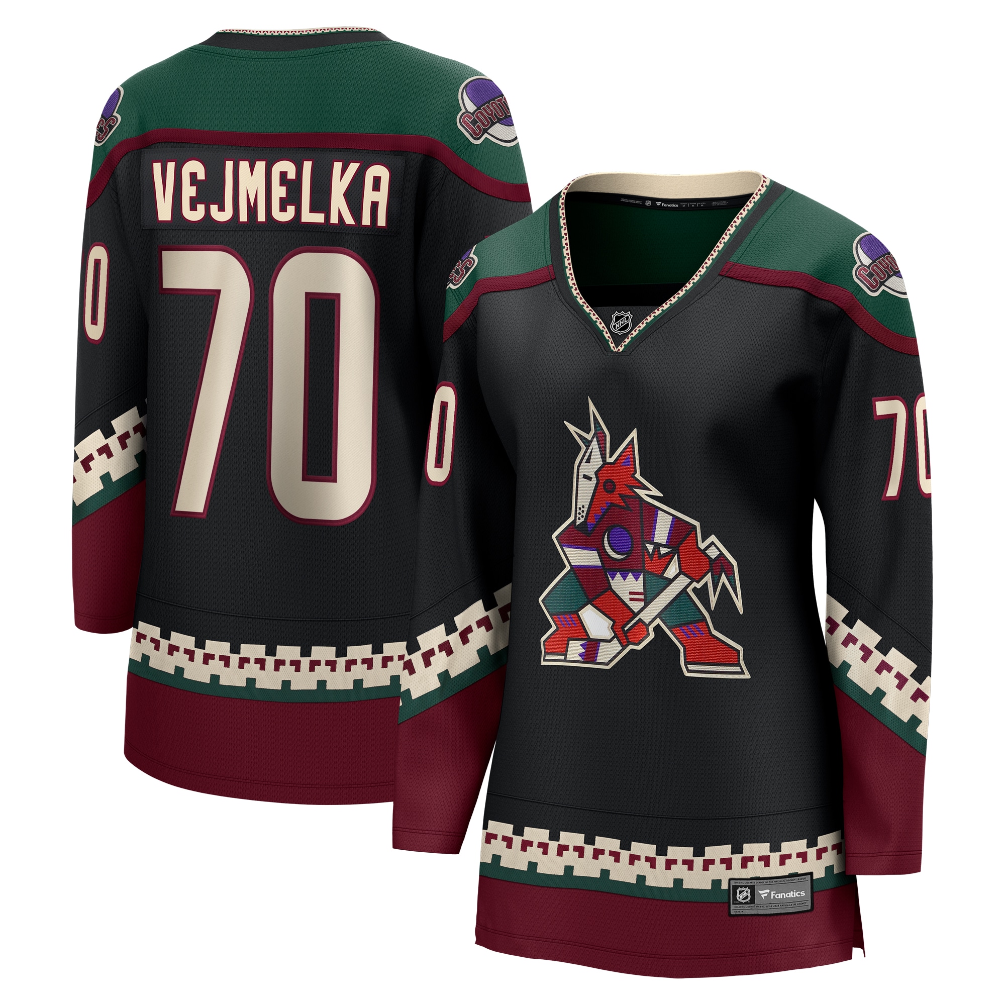 Women's Arizona Coyotes Karel Vejmelka Black Home Breakaway Player Jersey