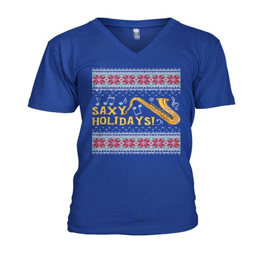 Saxy Holidays The Saxophone Lover Ugly Christmas Gift Guys V-Neck