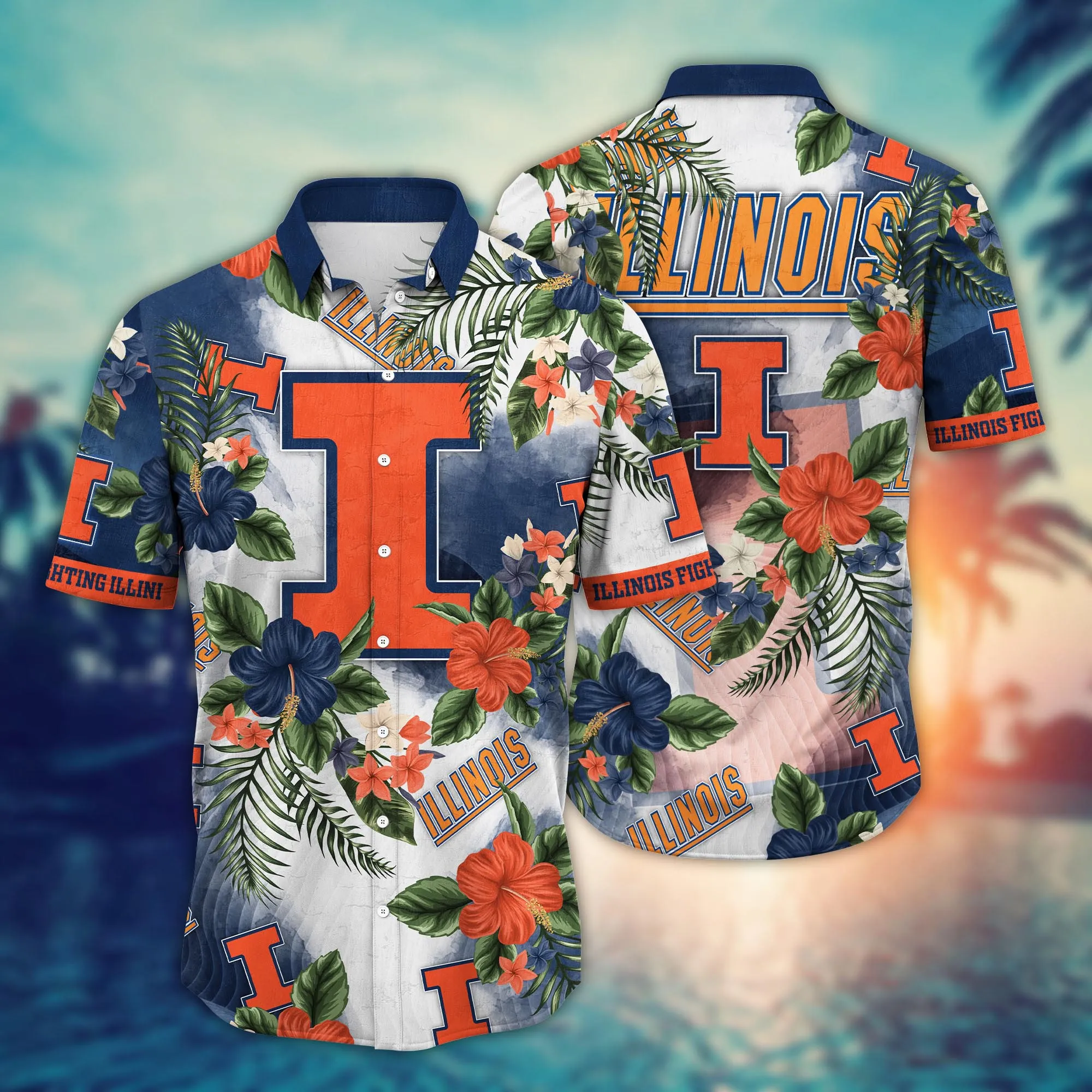 Illinois Fighting Illini NCCA Hawaiian Shirt Getawaystime Footie Shirts