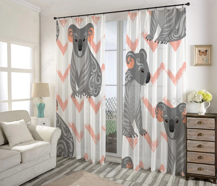 3D Hand Drawn Cartoon Animal Koala Curtains And Drapes Lqh 264