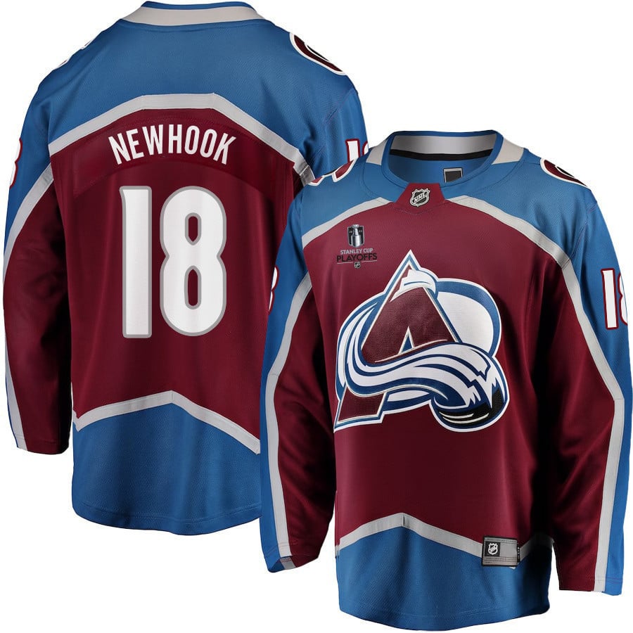 Alex Newhook 18 Colorado Avalanche Stanley Cup 2023 Playoffs Patch Home Breakaway Men Jersey – Burgundy