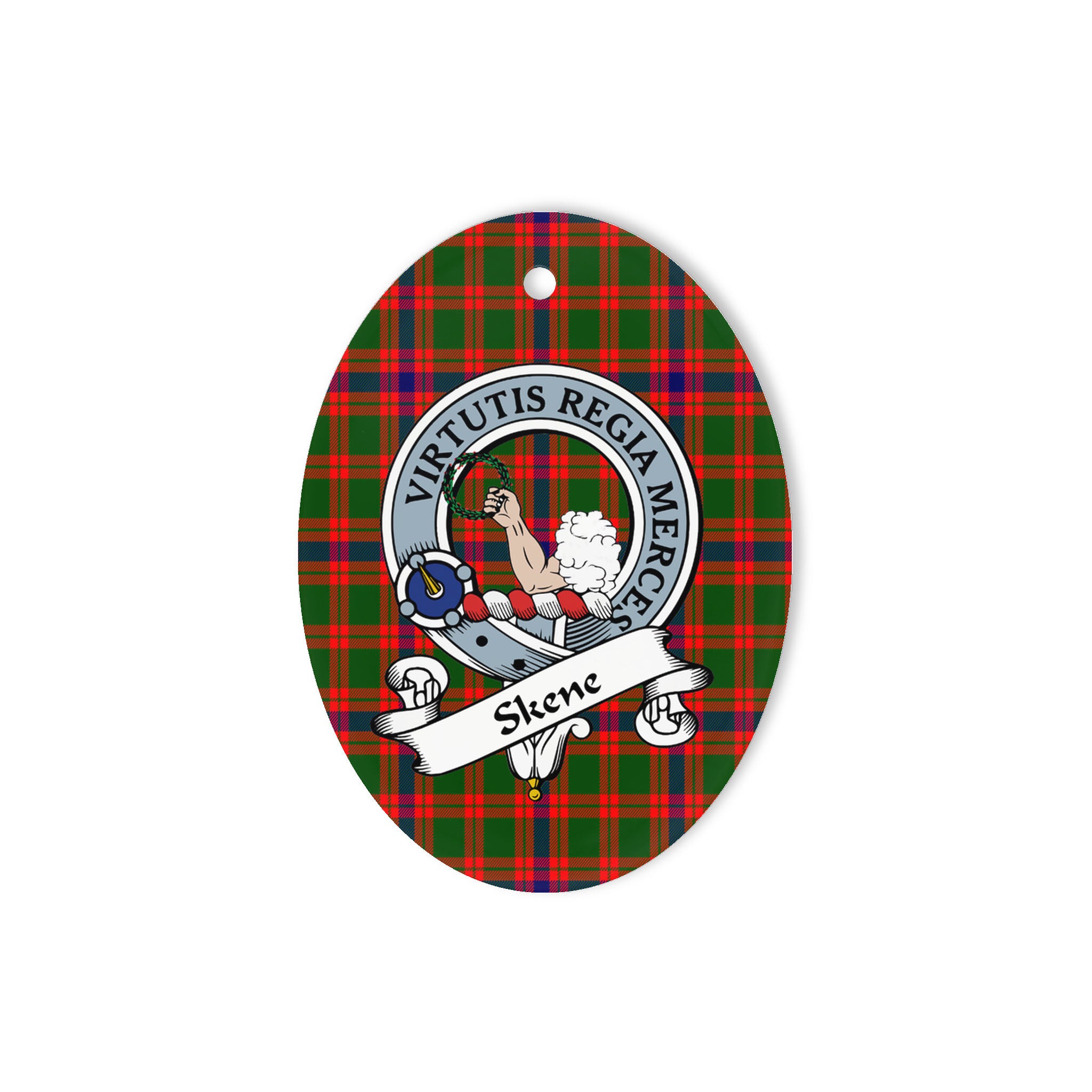 Skene Scottish Clan Badge Plaid Ornament Gift. Christmas Tree Ornament Skene Clan Tartan Ornament Great Christmas Ornaments Gift Oval Ornament