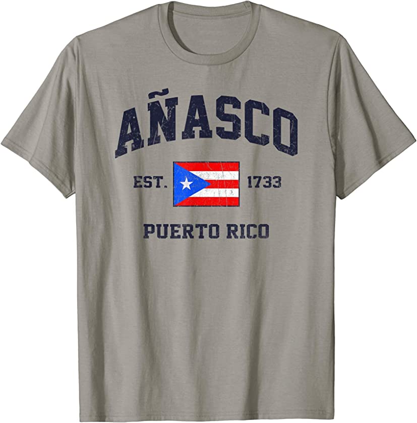 Añasco Puerto Rico vintage Boricua flag Athletic style T-Shirt