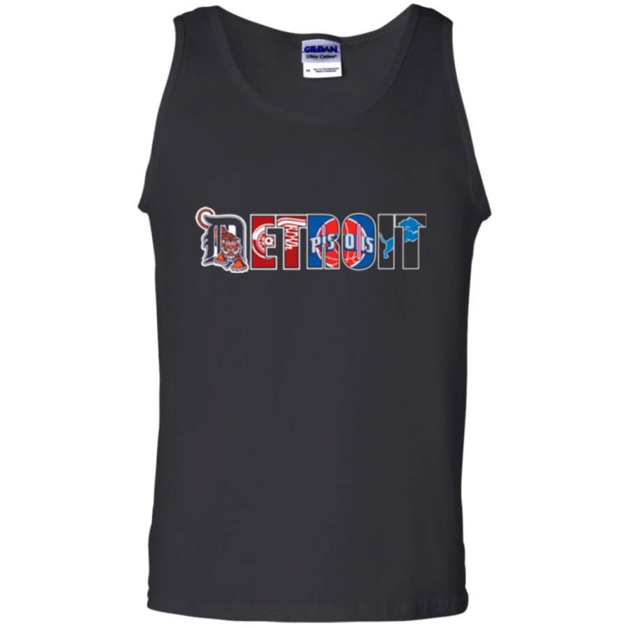 Detroit Lions Detroit Tigers Detroit Pistons Detroit Red Wings shirt Cotton Tank Top T-Shirt