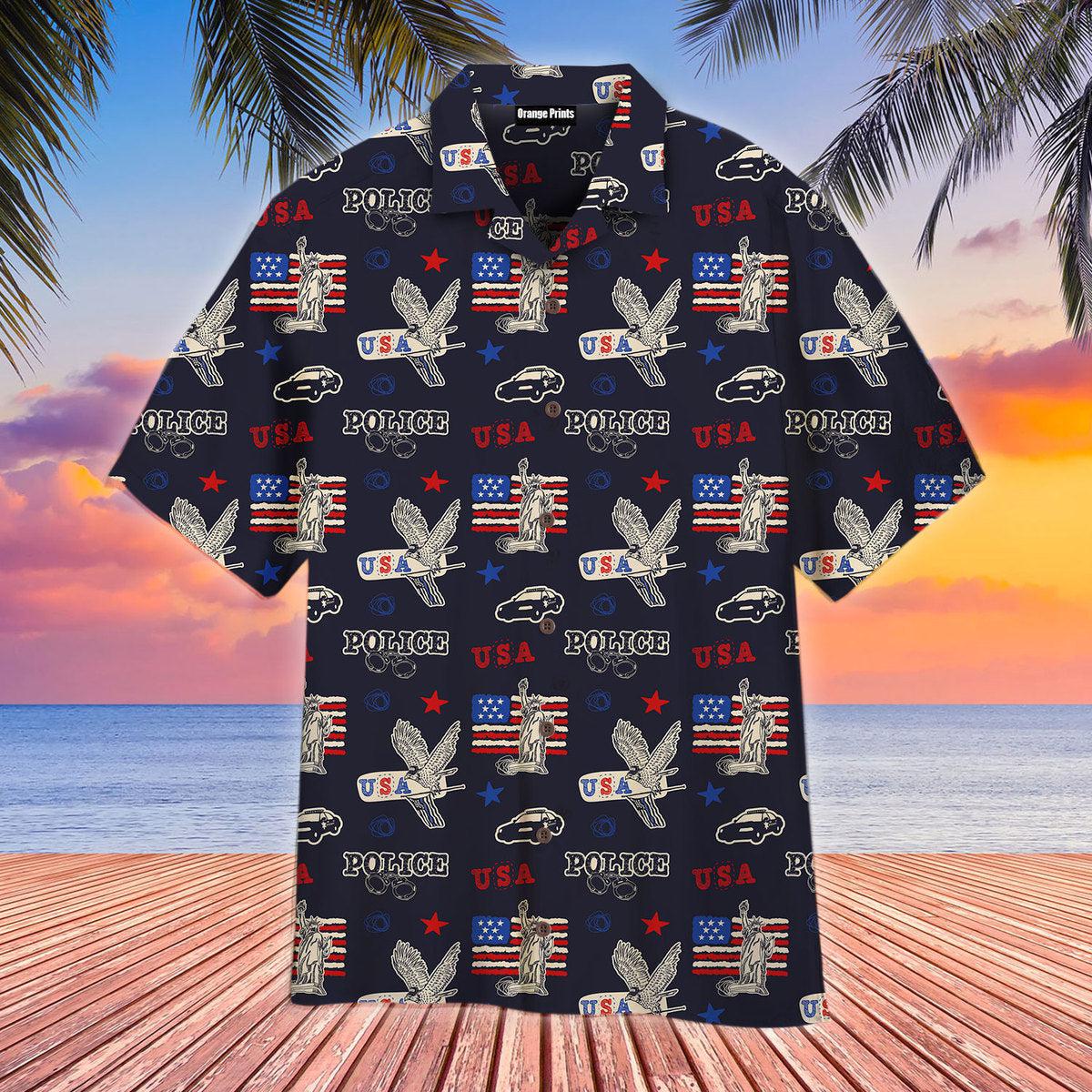 Us Police Flag Hawaii Shirt For Men Women Ha75272