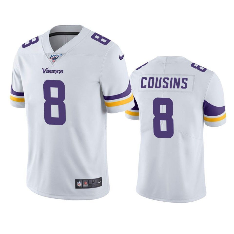 Minnesota Vikings Kirk Cousins White 100Th Season Vapor Limited 3D Jersey