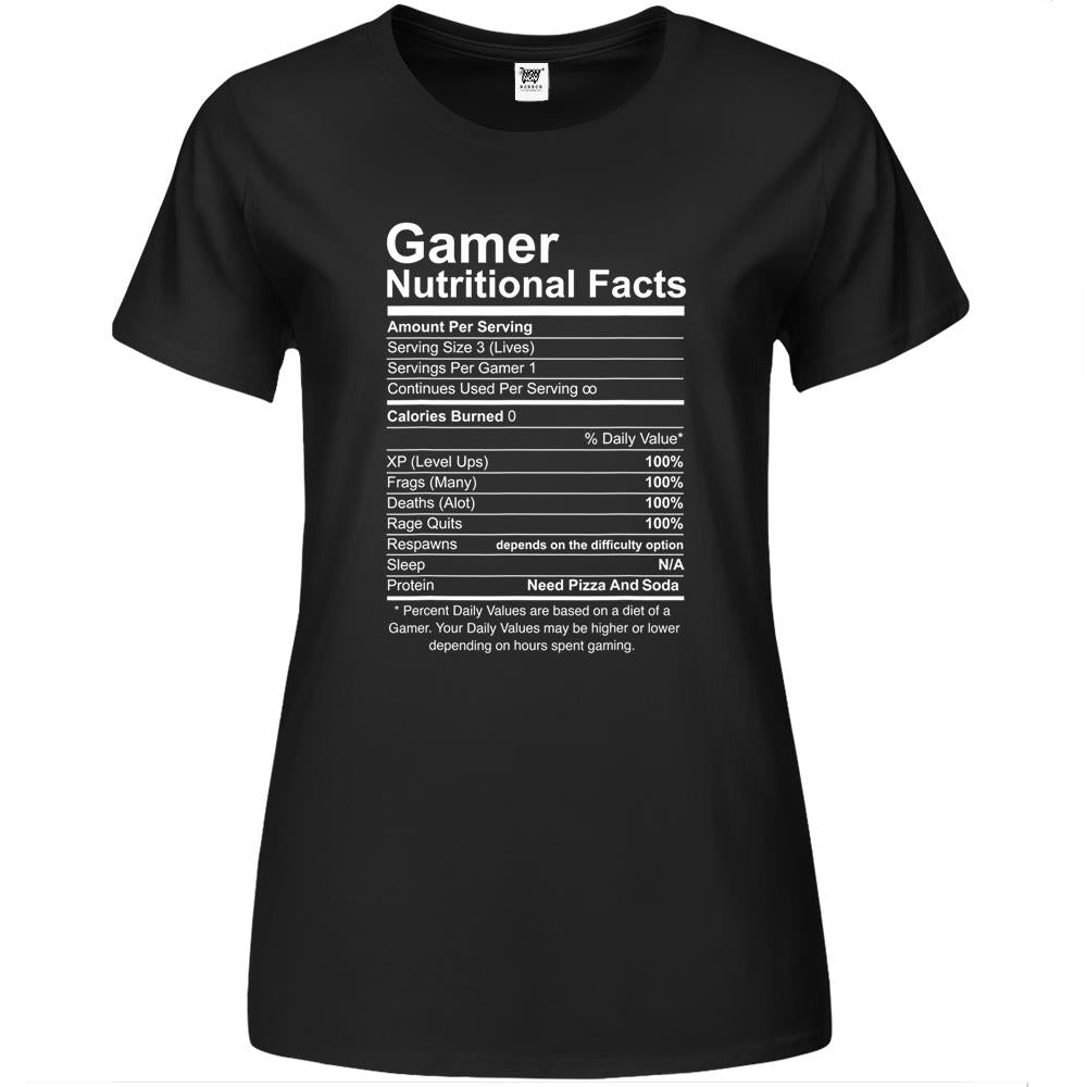 Nutritional Facts Shirt, Gamer Nutrition Facts Shirt, Gamer Nutritional Facts Cool Gamer Video Game Funny Premium Womens T Shirts