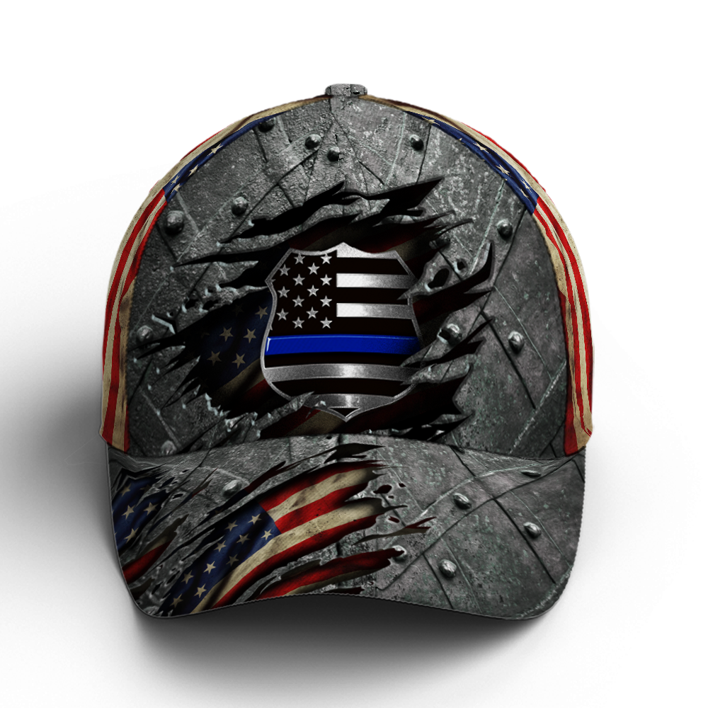 Police Metallic Us Flag Baseball Cap Coolspod