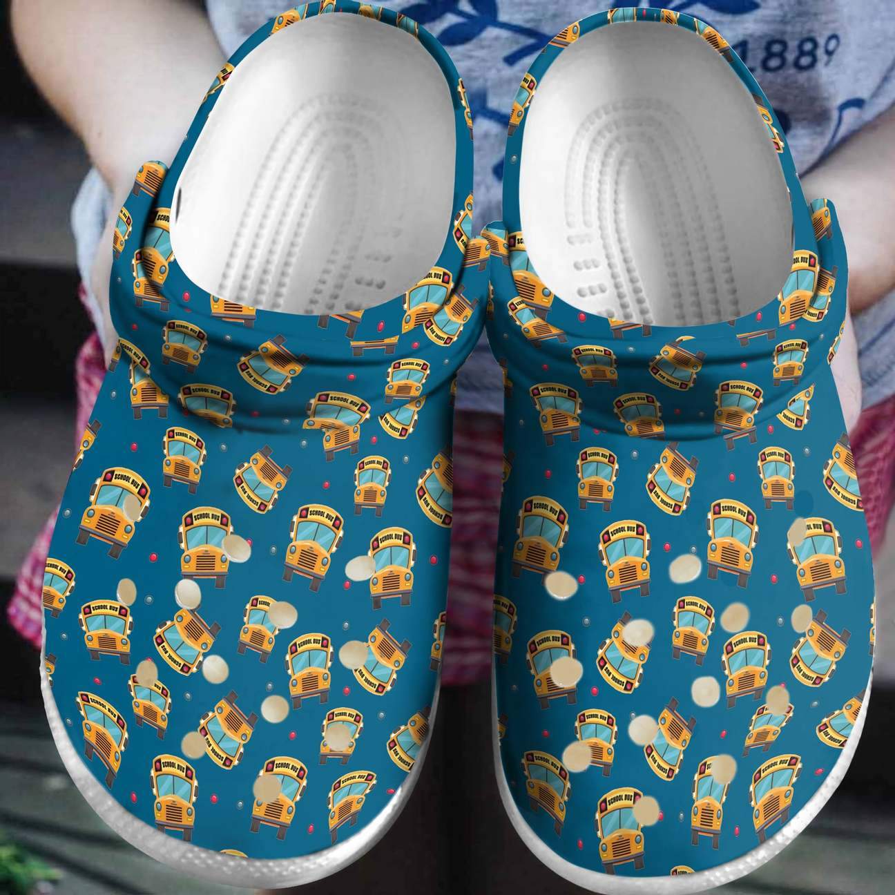 School Bus Driver Personalized Clog, Custom Name, Text, Color, Number Fashion Style For Women, Men, Kid, Print 3D School Bus Pattern