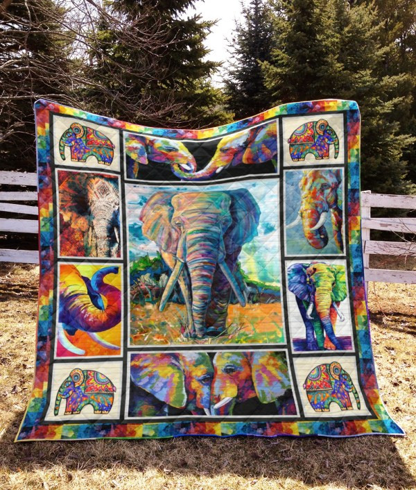 Elephant Trippy Couple Quilt Blanket Great Customized Gifts For Birthday Christmas Thanksgiving Perfect Gifts For Elephant Lover