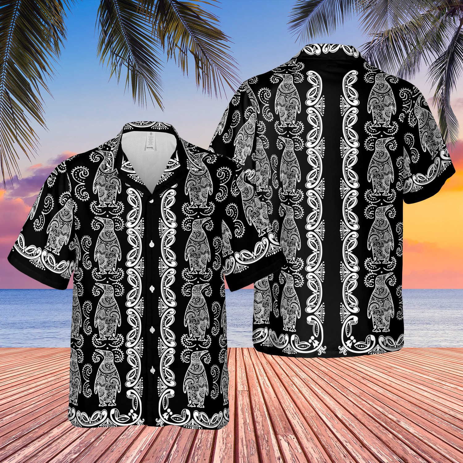 Penguin Beach Pattern All Over Print Hawaii Shirt Ha8424