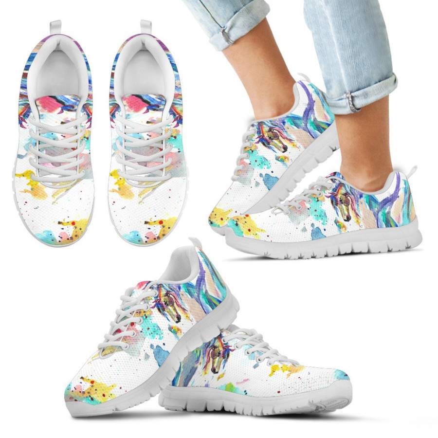 Kids Watercolor Horse Sneakers