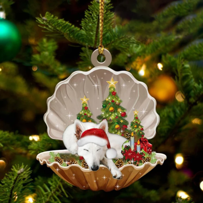 White German Shepherd-Sleeping Pearl In Christmas Two Sided Ornament