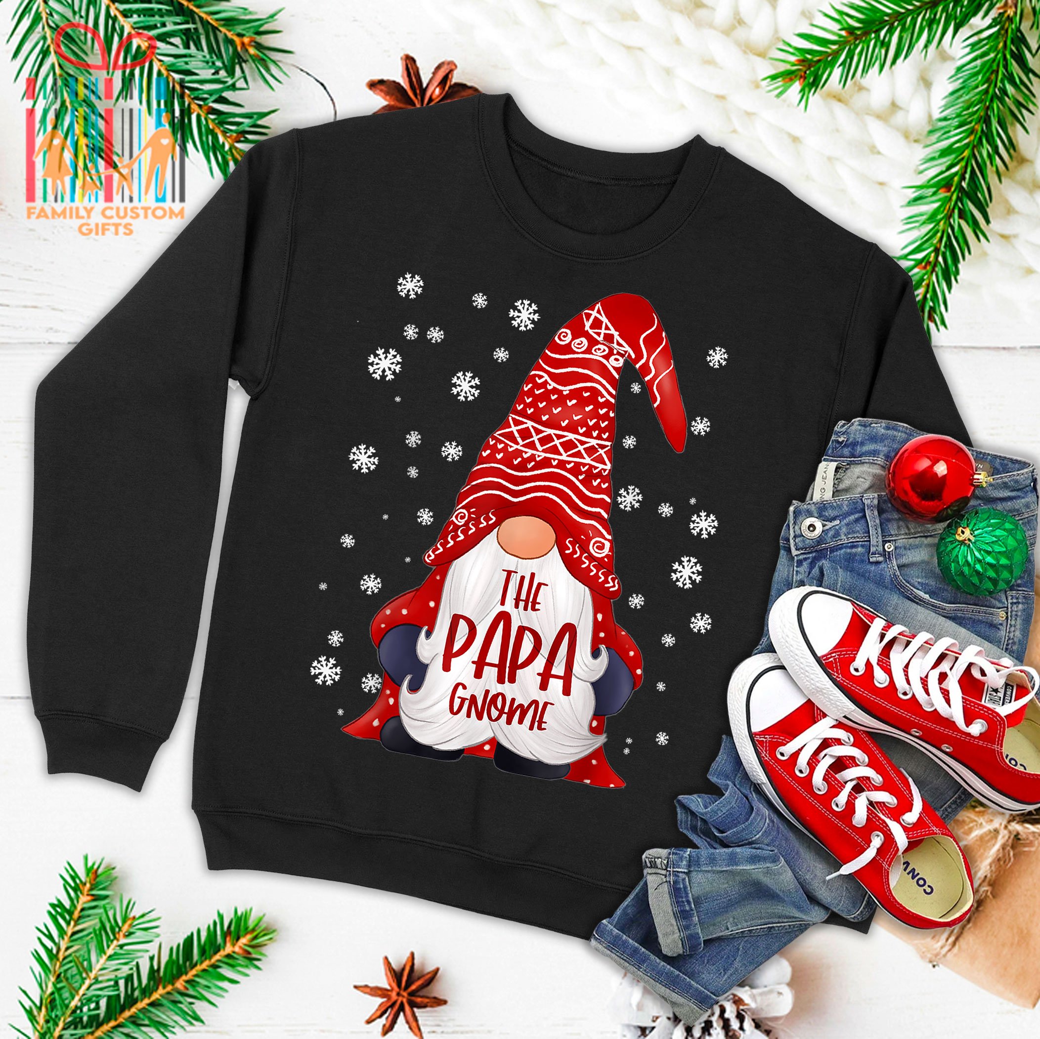 Funny Papa Gnome Family Matching Christmas Gift Pajama Ugly Christmas Sweater 2023 T-Shirt
