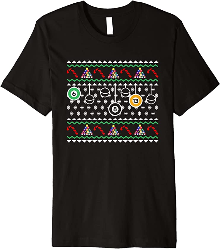 Ugly Christmas Billiards Pool X-Mas Santa Claus New Year Premium T-Shirt